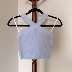 NWOT Aritzia (Babaton) Criss Cross Cropped Tank - Size S - Cement Blue